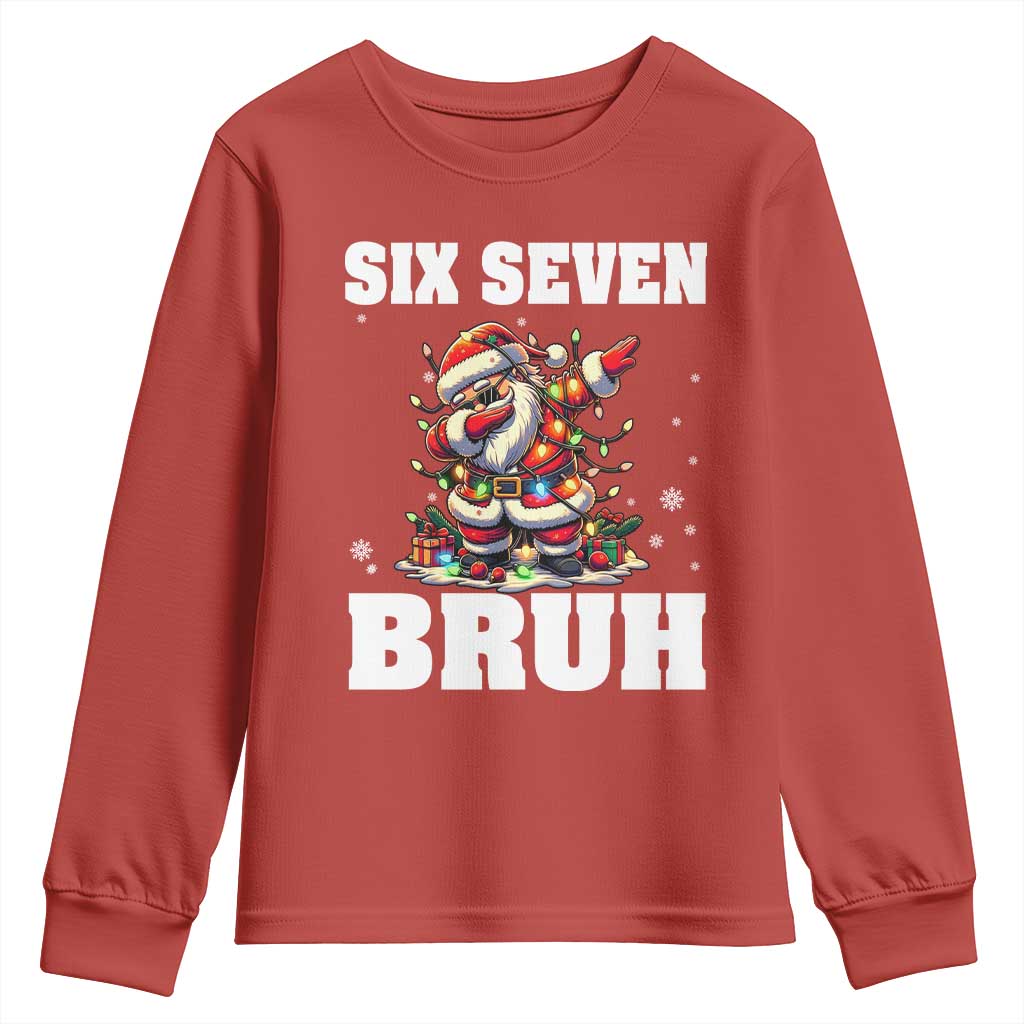 Funny Christmas 67 Six Seven Bruh Youth Sweatshirt Dabbing Santa TS11 Red Print Your Wear