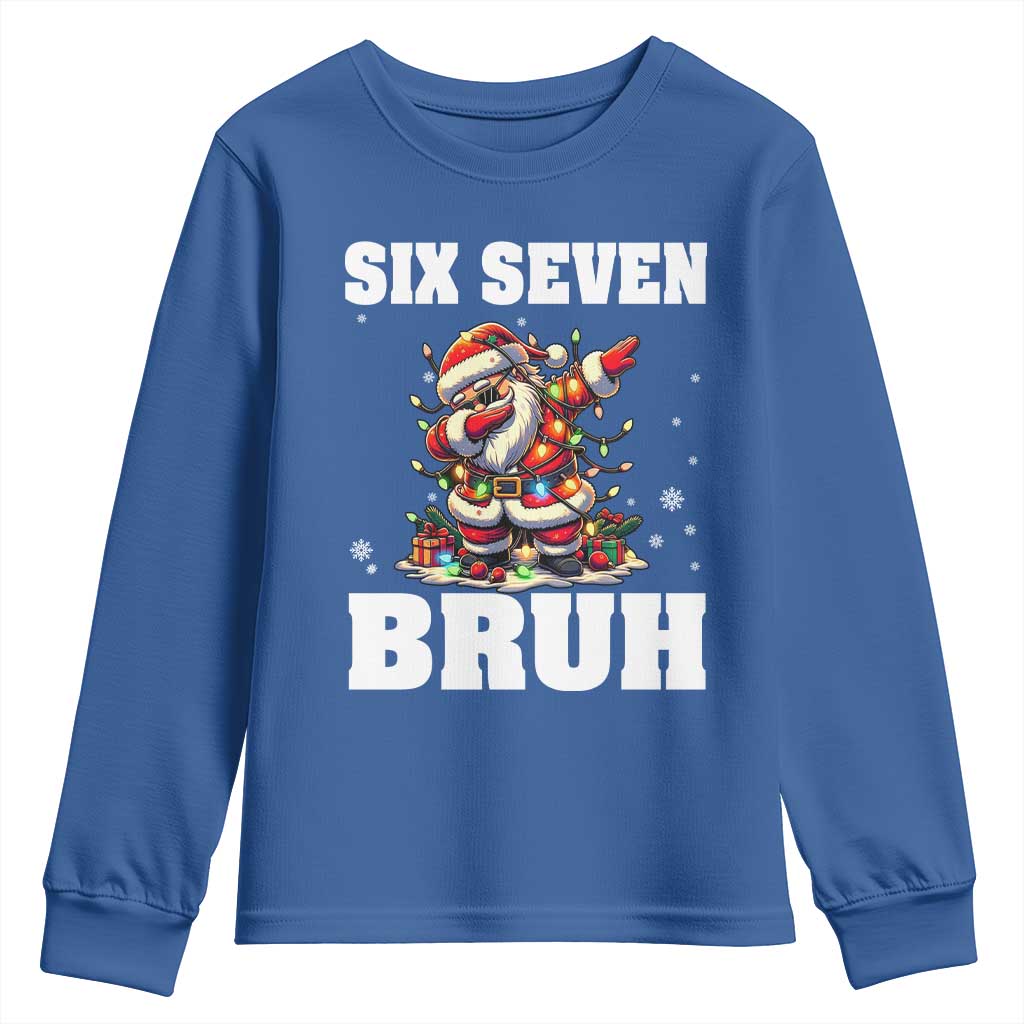 Funny Christmas 67 Six Seven Bruh Youth Sweatshirt Dabbing Santa TS11 Royal Blue Print Your Wear