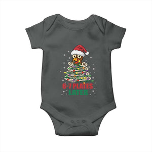 Funny 67 Christmas Baby Onesie 6 7 Plates Later Xmas Dinner Turkey TS11 Dark Heather Print Your Wear