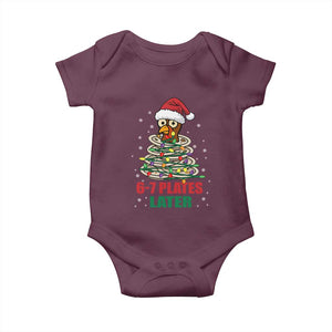 Funny 67 Christmas Baby Onesie 6 7 Plates Later Xmas Dinner Turkey TS11 Maroon Print Your Wear