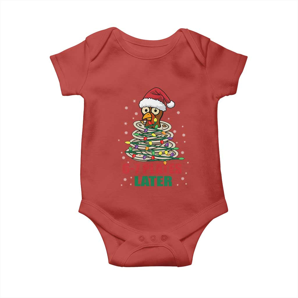 Funny 67 Christmas Baby Onesie 6 7 Plates Later Xmas Dinner Turkey TS11 Red Print Your Wear