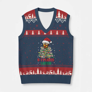 Funny 67 Xmas V-Neck Knit Sweater Vest 6 7 Plates Later Xmas Dinner Turkey TS11 Navy Red Print Your Wear