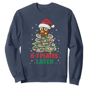 Funny 67 Christmas Sweatshirt 6 7 Plates Later Xmas Dinner Turkey TS11 Navy Print Your Wear
