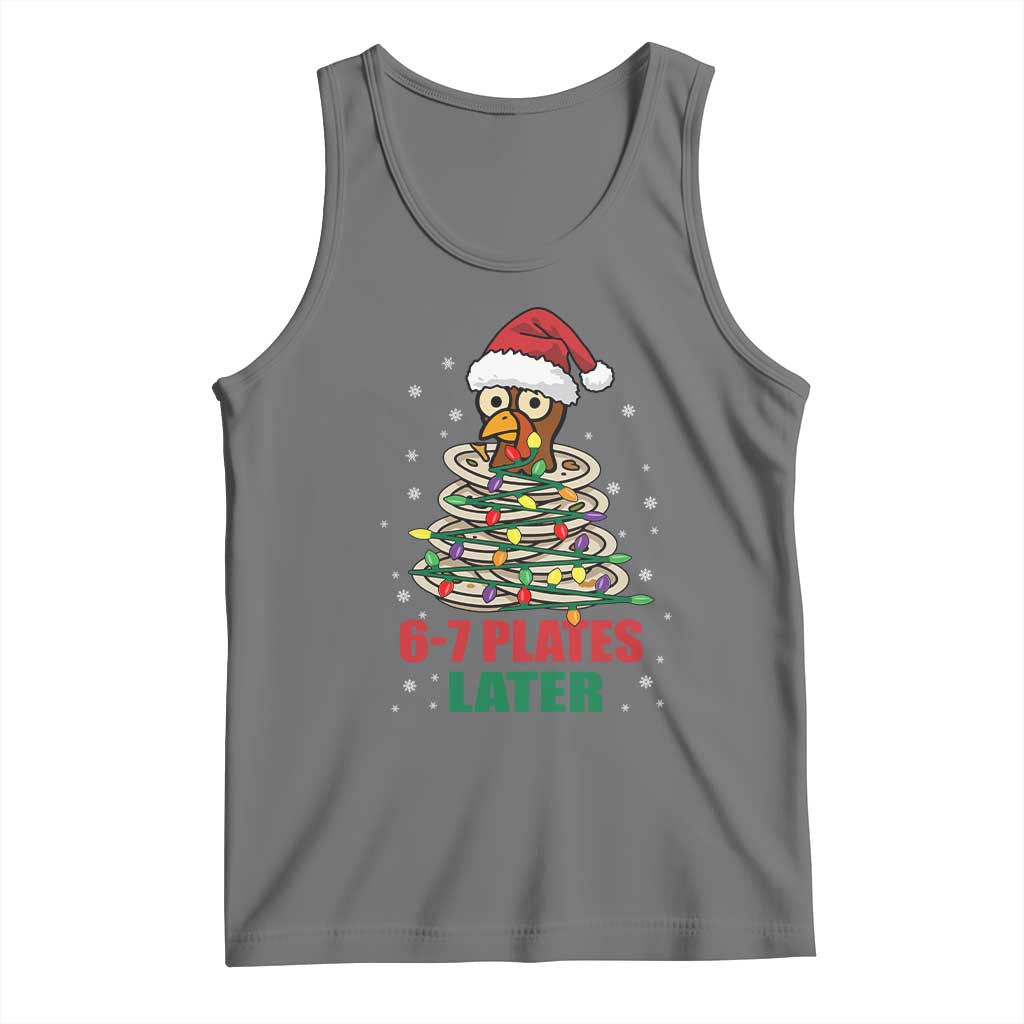 Funny 67 Christmas Tank Top 6 7 Plates Later Xmas Dinner Turkey TS11 Black Heather Print Your Wear