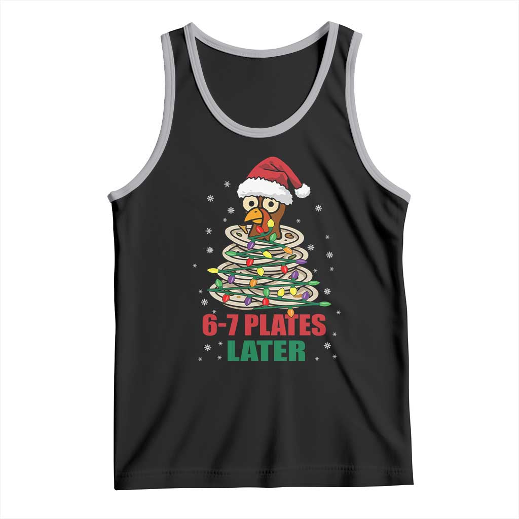 Funny 67 Christmas Tank Top 6 7 Plates Later Xmas Dinner Turkey TS11 Black Athletic Heather Print Your Wear