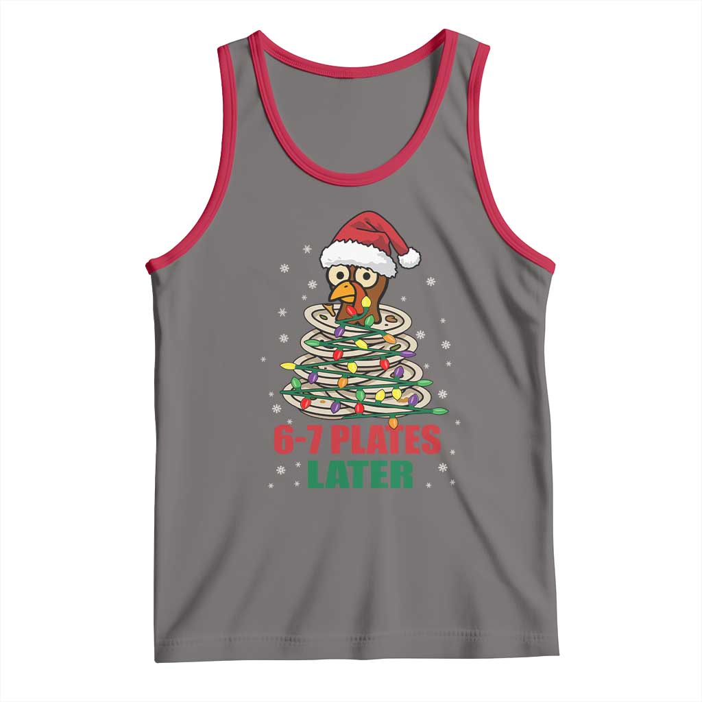 Funny 67 Christmas Tank Top 6 7 Plates Later Xmas Dinner Turkey TS11 Deep Heather Red Print Your Wear