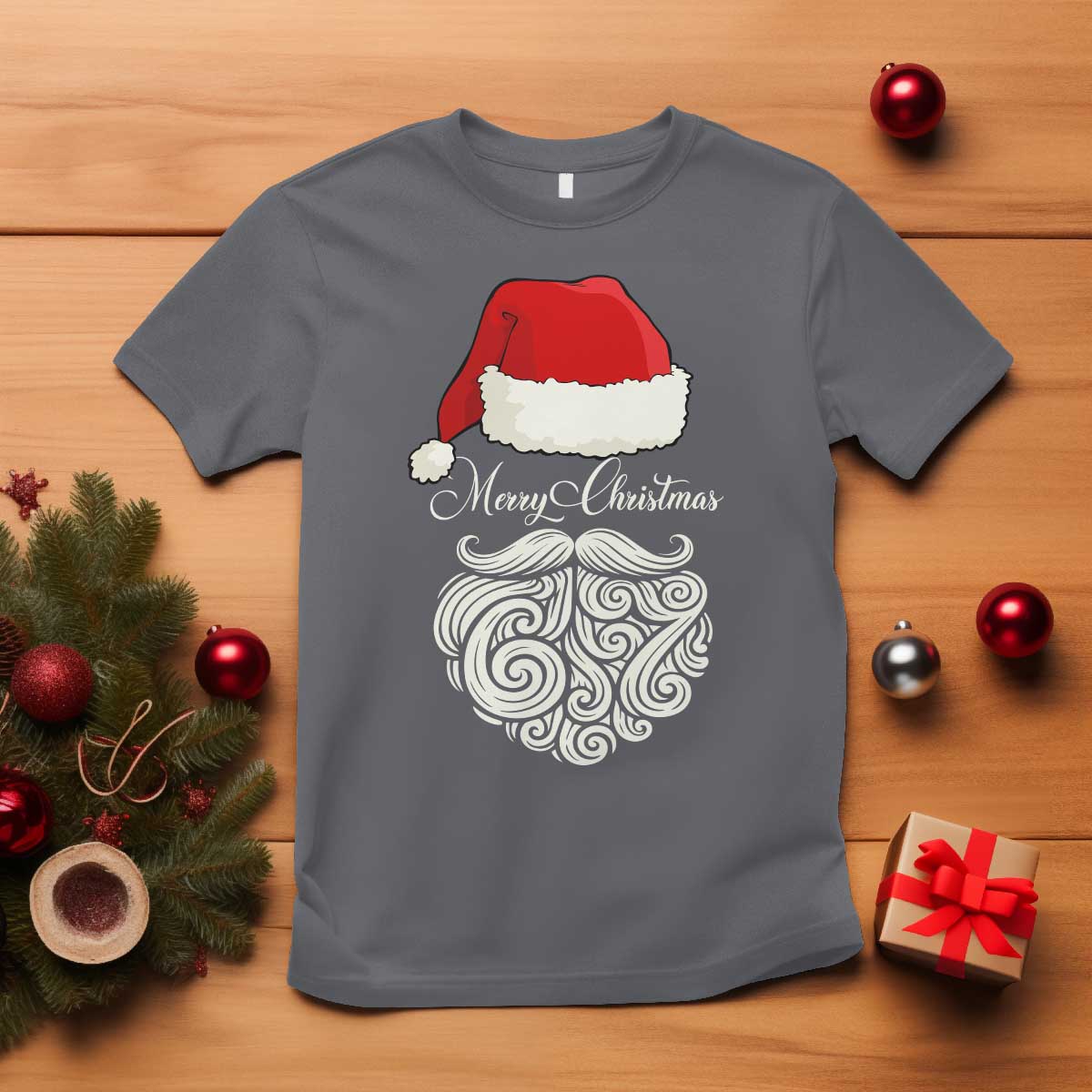6 7 Xmas 67 Santa Six Seven Meme Merry Christmas T Shirt TS11 Charcoal Print Your Wear