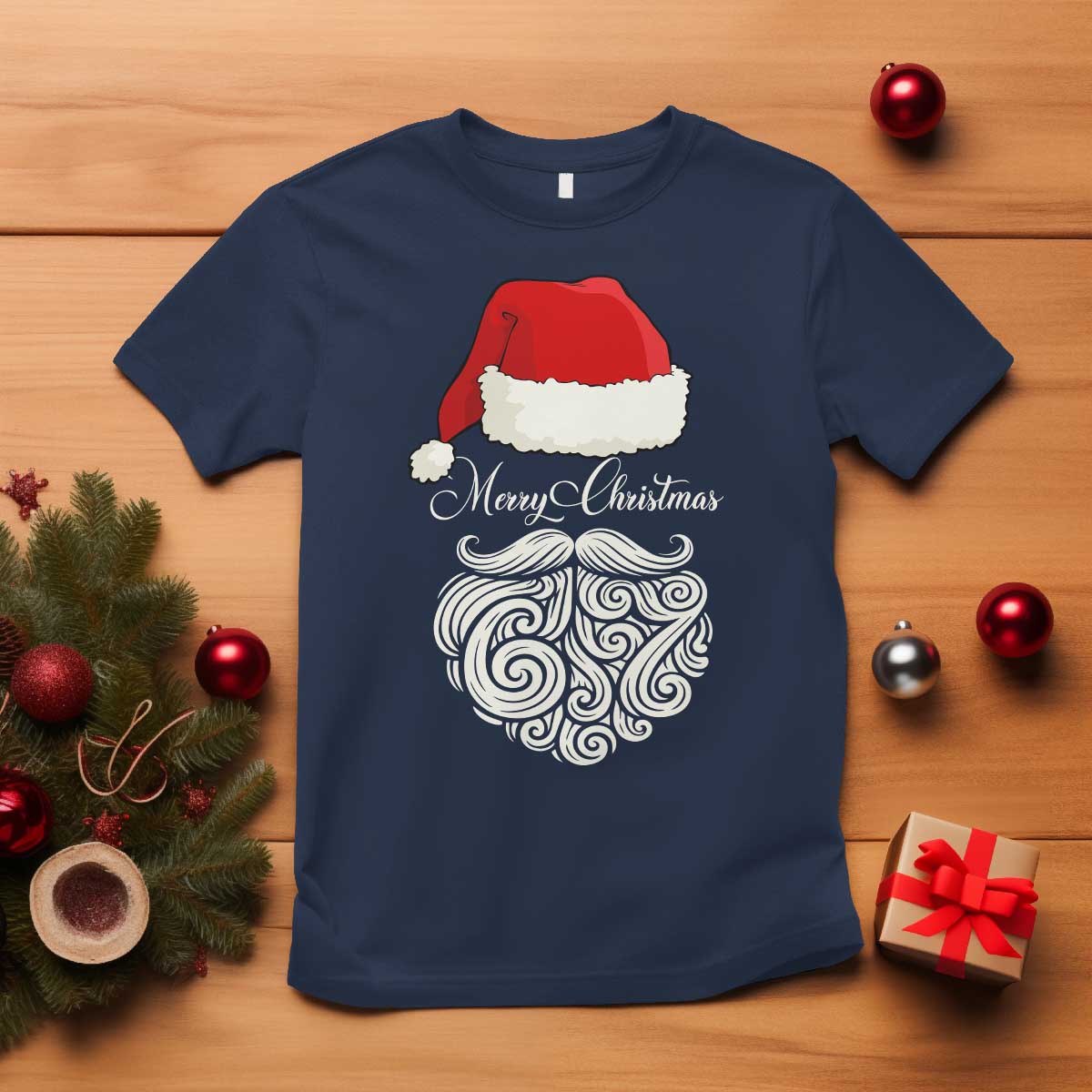 6 7 Xmas 67 Santa Six Seven Meme Merry Christmas T Shirt TS11 Navy Print Your Wear