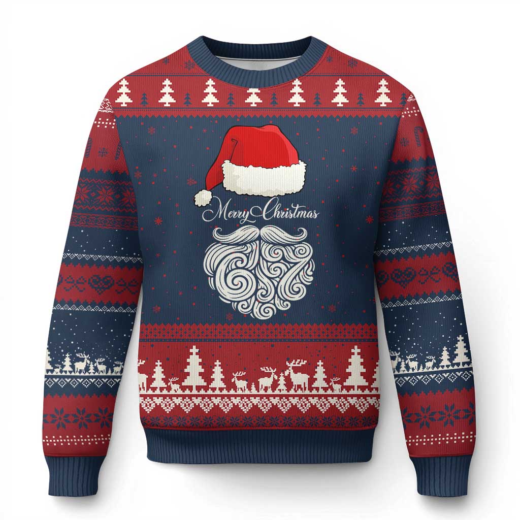 6 7 Xmas 67 Santa Six Seven Meme Merry Xmas Ugly Christmas Sweater TS11 Navy Red Print Your Wear