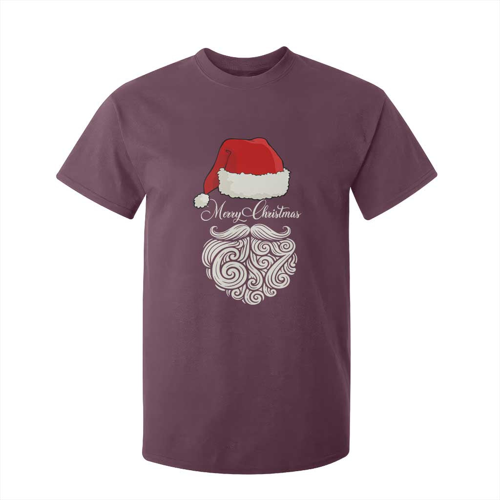 6 7 Xmas 67 Santa Six Seven Meme Merry Christmas T Shirt For Kid TS11 Maroon Print Your Wear