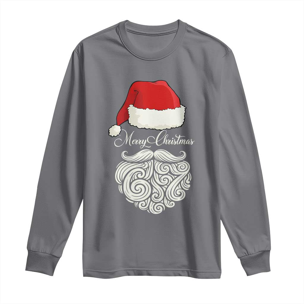 6 7 Xmas 67 Santa Six Seven Meme Merry Christmas Long Sleeve Shirt TS11 Charcoal Print Your Wear