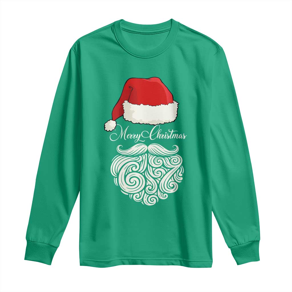 6 7 Xmas 67 Santa Six Seven Meme Merry Christmas Long Sleeve Shirt TS11 Irish Green Print Your Wear