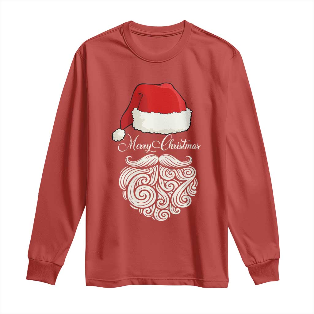 6 7 Xmas 67 Santa Six Seven Meme Merry Christmas Long Sleeve Shirt TS11 Red Print Your Wear