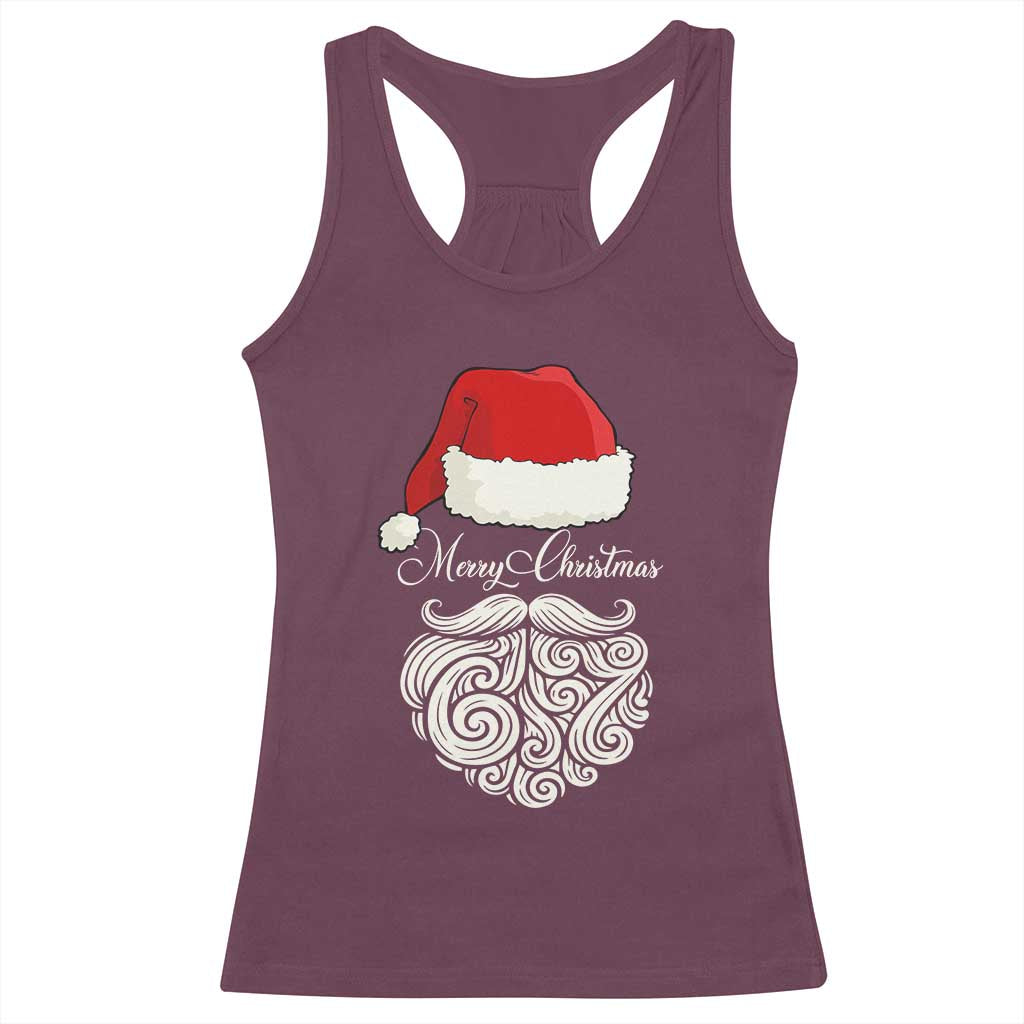 6 7 Xmas 67 Santa Six Seven Meme Merry Christmas Racerback Tank Top TS11 Maroon Print Your Wear