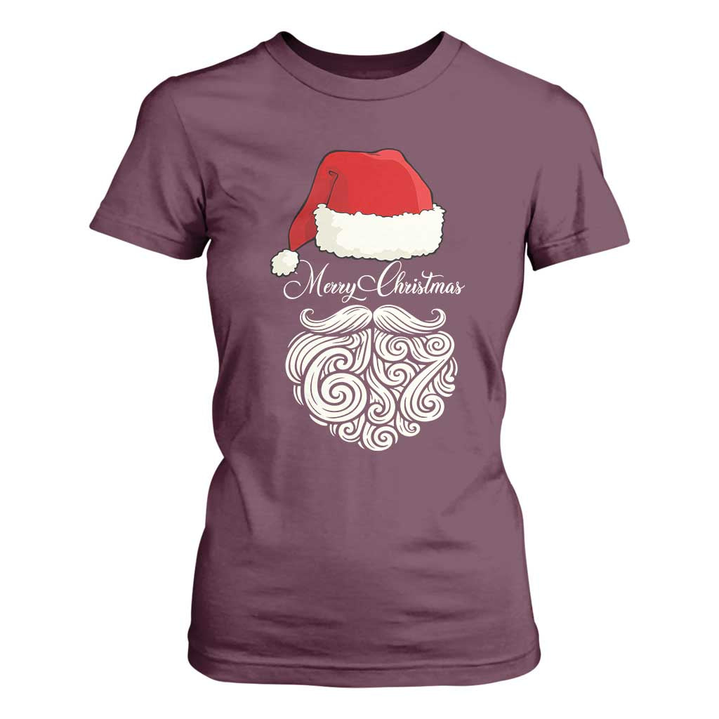 6 7 Xmas 67 Santa Six Seven Meme Merry Christmas T Shirt For Women TS11 Maroon Print Your Wear