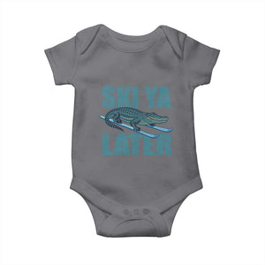 Funny Skiing Alligator Baby Onesie Ski Ya Later Skier Winter Sport TS11 Charcoal Print Your Wear