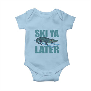Funny Skiing Alligator Baby Onesie Ski Ya Later Skier Winter Sport TS11 Light Blue Print Your Wear