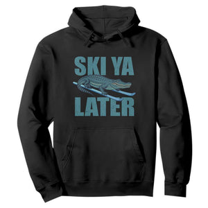Funny Skiing Alligator Hoodie Ski Ya Later Skier Winter Sport TS11 Black Print Your Wear