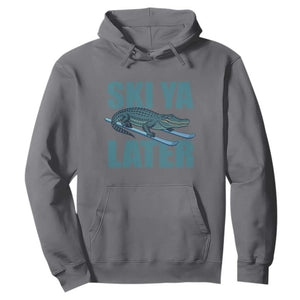 Funny Skiing Alligator Hoodie Ski Ya Later Skier Winter Sport TS11 Charcoal Print Your Wear
