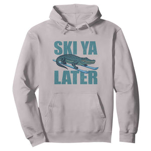 Funny Skiing Alligator Hoodie Ski Ya Later Skier Winter Sport TS11 Ice Gray Print Your Wear