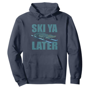 Funny Skiing Alligator Hoodie Ski Ya Later Skier Winter Sport TS11 Navy Print Your Wear