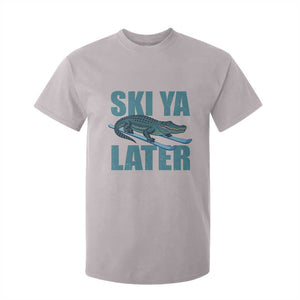 Funny Skiing Alligator T Shirt For Kid Ski Ya Later Skier Winter Sport TS11 Ice Gray Print Your Wear