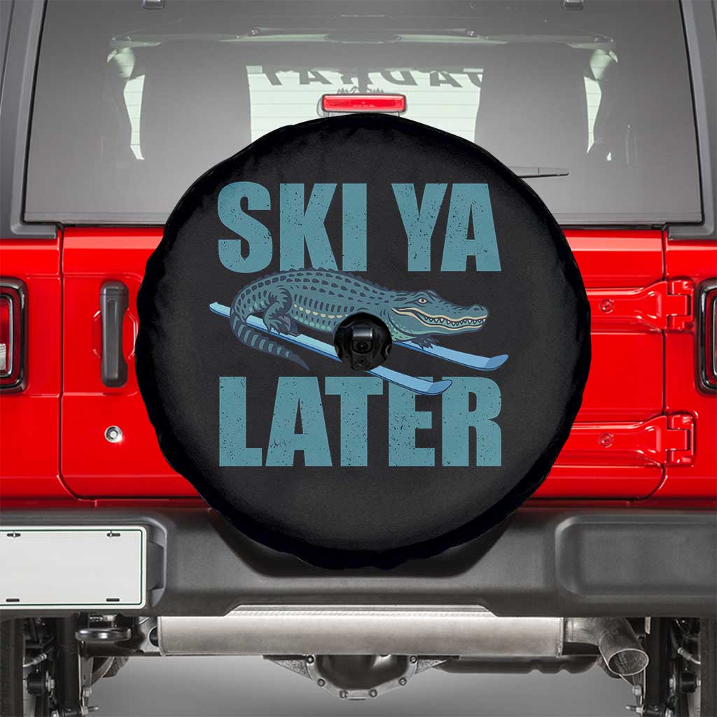 Funny Skiing Alligator Spare Tire Cover Ski Ya Later Skier Winter Sport TS11 Black Print Your Wear