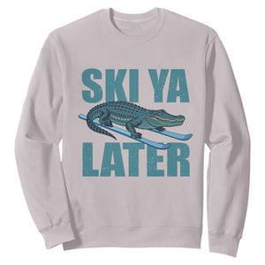 Funny Skiing Alligator Sweatshirt Ski Ya Later Skier Winter Sport TS11 Ice Gray Print Your Wear