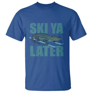 Funny Skiing Alligator T Shirt Ski Ya Later Skier Winter Sport TS11 Royal Blue Print Your Wear