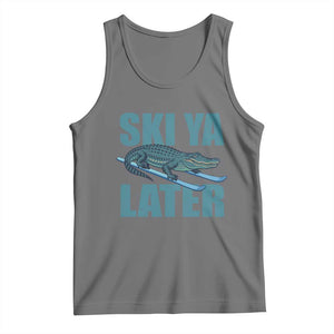 Funny Skiing Alligator Tank Top Ski Ya Later Skier Winter Sport TS11 Black Heather Print Your Wear