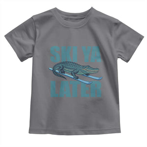 Funny Skiing Alligator Toddler T Shirt Ski Ya Later Skier Winter Sport TS11 Charcoal Print Your Wear