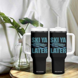 Funny Skiing Alligator Tumbler With Handle Ski Ya Later Skier Winter Sport TS11 Print Your Wear