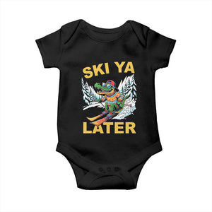 Funny Skiing Alligator Baby Onesie Ski Ya Later Skier Snow Mountain Winter Sport TS11 Black Print Your Wear