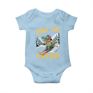 Funny Skiing Alligator Baby Onesie Ski Ya Later Skier Snow Mountain Winter Sport TS11 Light Blue Print Your Wear