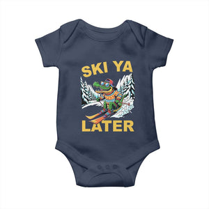 Funny Skiing Alligator Baby Onesie Ski Ya Later Skier Snow Mountain Winter Sport TS11 Navy Print Your Wear