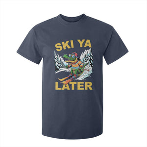 Funny Skiing Alligator T Shirt For Kid Ski Ya Later Skier Snow Mountain Winter Sport TS11 Navy Print Your Wear