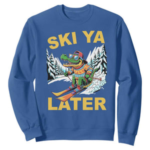 Funny Skiing Alligator Sweatshirt Ski Ya Later Skier Snow Mountain Winter Sport TS11 Royal Blue Print Your Wear