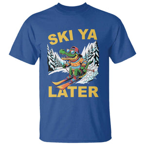 Funny Skiing Alligator T Shirt Ski Ya Later Skier Snow Mountain Winter Sport TS11 Royal Blue Print Your Wear