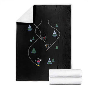 Funny Pixel Ski Snowboard Winter Sport Game Lover Throw Blanket TS11 Black Print Your Wear