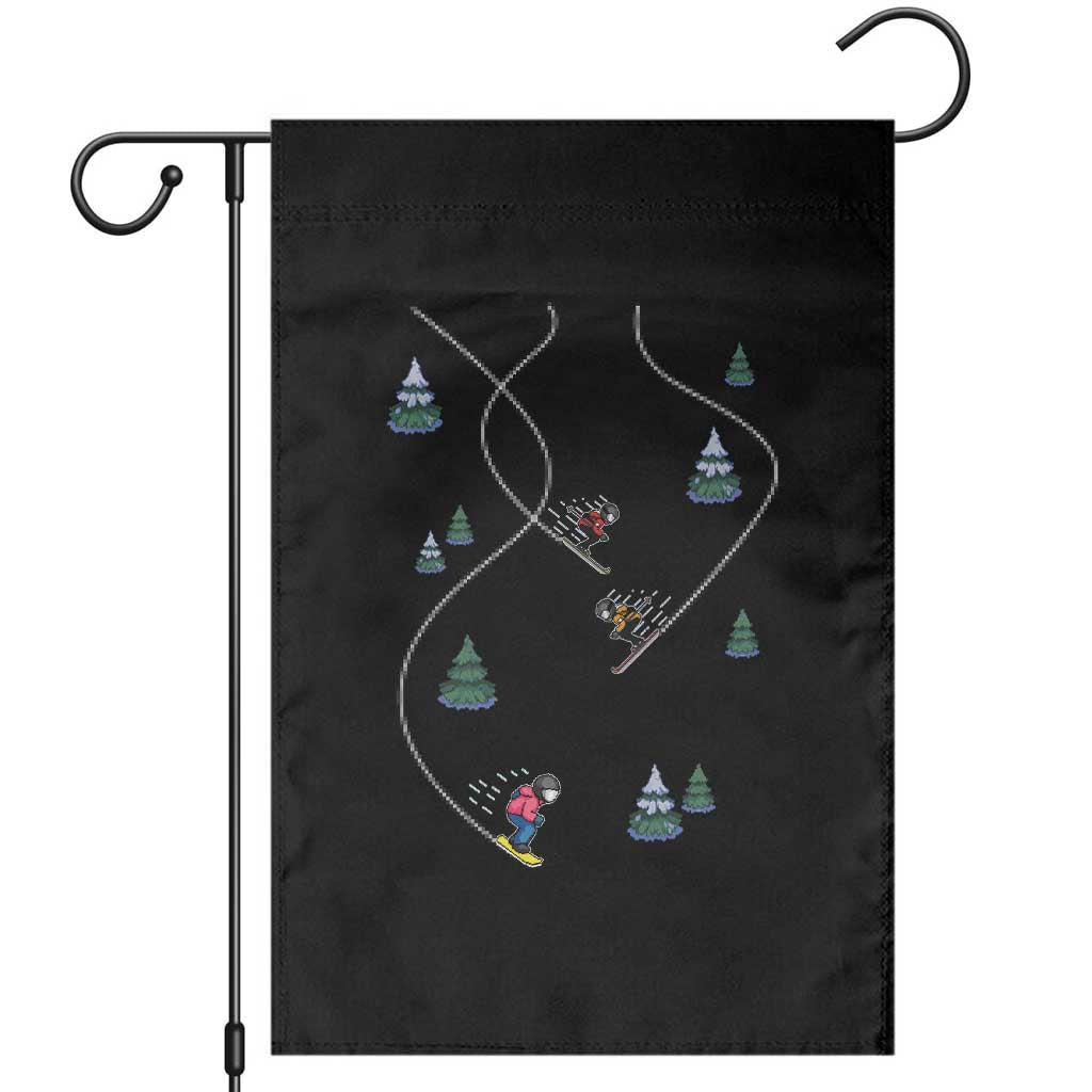 Funny Pixel Ski Snowboard Winter Sport Game Lover Garden Flag TS11 Black Print Your Wear