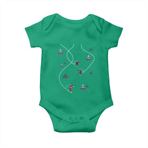 Funny Pixel Ski Snowboard Winter Sport Game Lover Baby Onesie TS11 Irish Green Print Your Wear