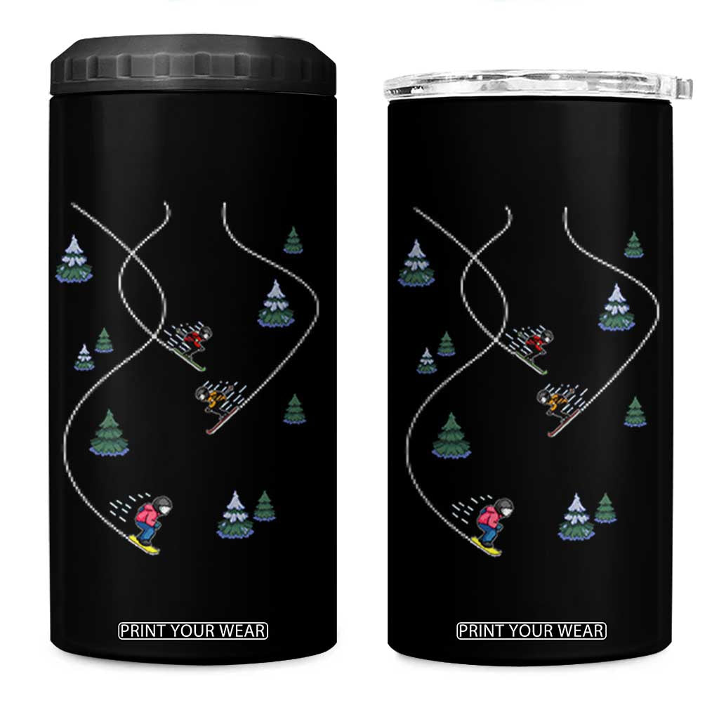 Funny Pixel Ski Snowboard Winter Sport Game Lover 4 in 1 Can Cooler Tumbler TS11 One Size: 16 oz Black Print Your Wear