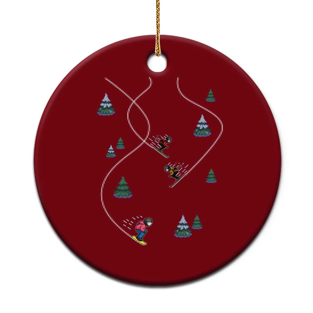 Funny Pixel Ski Snowboard Winter Sport Game Lover Ceramic Ornament TS11 1pc Red Print Your Wear