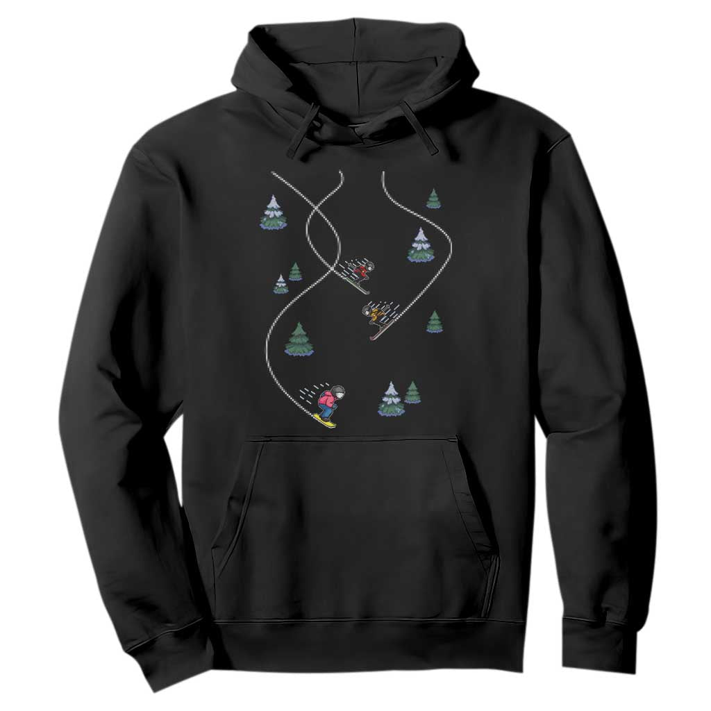 Funny Pixel Ski Snowboard Winter Sport Game Lover Hoodie TS11 Black Print Your Wear