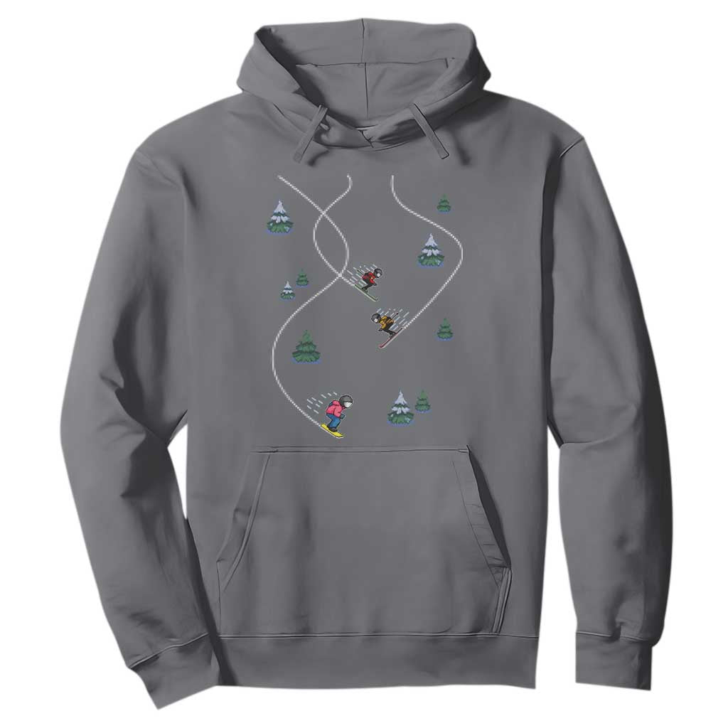 Funny Pixel Ski Snowboard Winter Sport Game Lover Hoodie TS11 Charcoal Print Your Wear