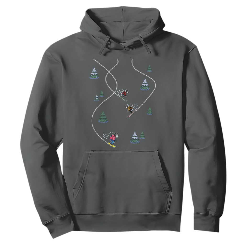 Funny Pixel Ski Snowboard Winter Sport Game Lover Hoodie TS11 Dark Heather Print Your Wear