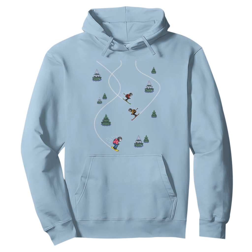 Funny Pixel Ski Snowboard Winter Sport Game Lover Hoodie TS11 Light Blue Print Your Wear