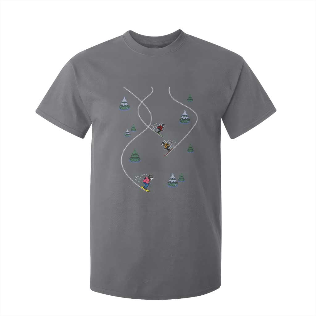 Funny Pixel Ski Snowboard Winter Sport Game Lover T Shirt For Kid TS11 Charcoal Print Your Wear