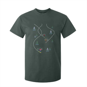 Funny Pixel Ski Snowboard Winter Sport Game Lover T Shirt For Kid TS11 Dark Forest Green Print Your Wear
