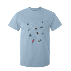 Funny Pixel Ski Snowboard Winter Sport Game Lover T Shirt For Kid TS11 Light Blue Print Your Wear
